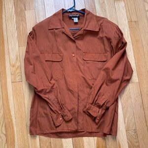 Vintage 100% silk rust button up